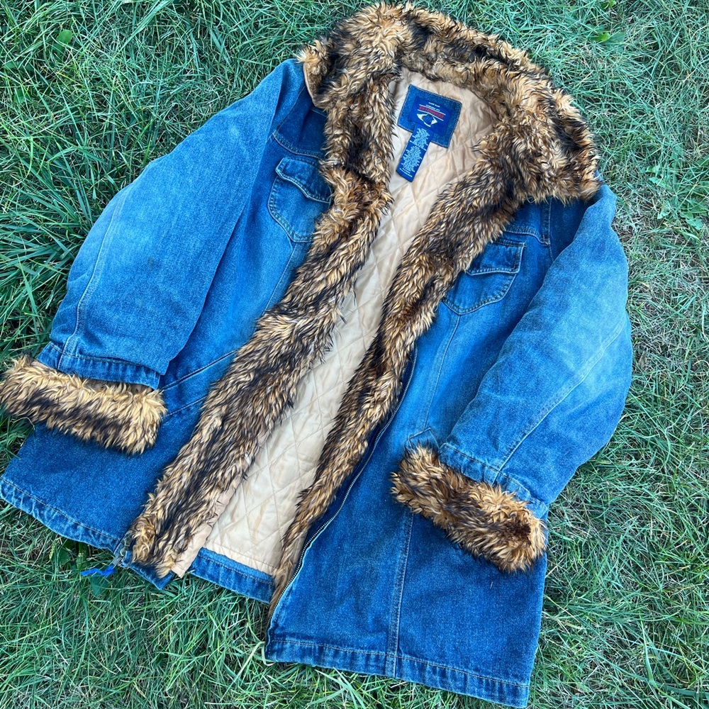 Vintage Faux Fur Denim Pennycoat